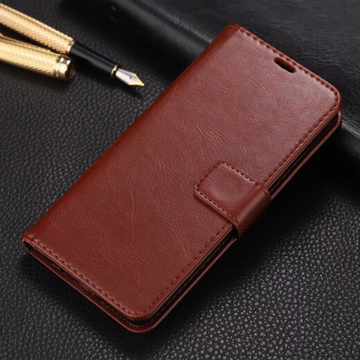 Wangshuangfu Redmi 10X4G mobile phone case flip-top Redmi 10x5g leather case protective cover anti-fall all-inclusive men's and women's wallet Redmi 10X4G brown