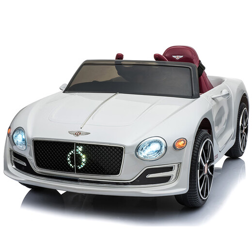 No more fun, no more children's electric car four-wheel drive car for men and women with remote control toy car that can sit on baby Bentley stroller flagship version - white four-wheel drive + leather seat