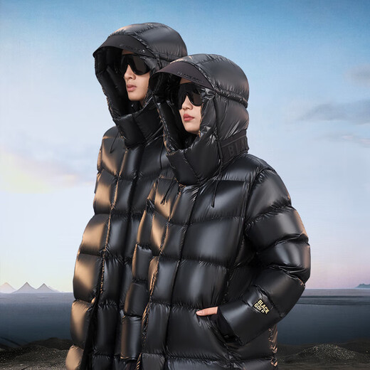 Govan Black Gold Goose Down Jacket Pioneer 4.0 Eight-Grid Unisex Winter Long Thick Down Jacket Black M