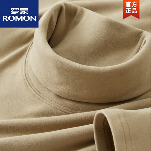 ROMON turtleneck German velvet bottoming shirt for men, long-sleeved double-sided velvet brushed inner T-shirt, warm and slim autumn and winter top, dark gray (high collar) 2XL 146-160Jin Jin is equal to 0.5 kg