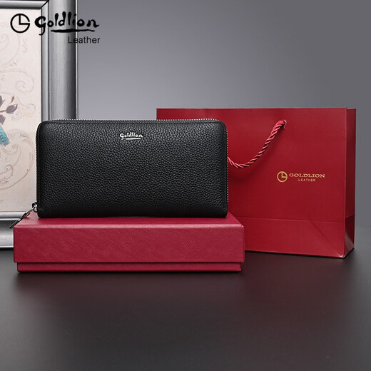 
Goldlion handbag men's clutch genuine leather belt zipper wallet long luxury high-end brand cowhide 2025 latest model large size [official authorized authentic] first layer cowhide