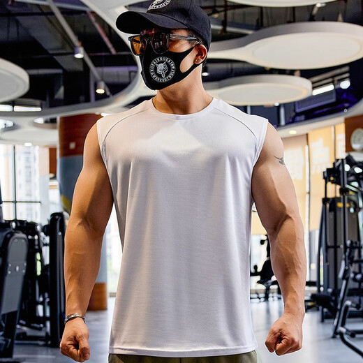 Lutielang Fitness Vest Men's Sports Loose Summer Sleeveless Quick-Drying Clothes Marathon Running Racing Training Vest Military Green L