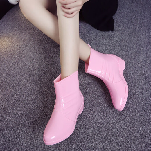 Oxygen Dragon Anti-Slip Rain Shoes Cute Jelly Rain Shoes Fashion Kitchen Rain Boots Women's Anti-Slip Rubber Shoes Adult Waterproof Shoes Women's Water Boots 1585 Burgundy Single Shoes (a size smaller) 36
