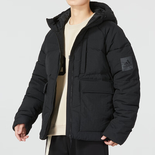 阿迪达斯 （adidas）羽绒服男装2025新款连帽保暖防风运动休闲外套HN9930官网 HN9930黑色 2XL