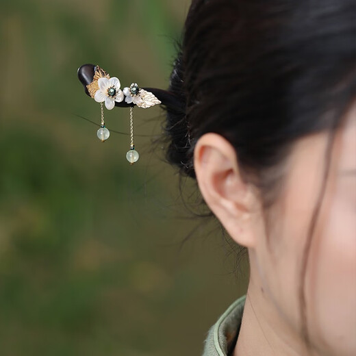 Kamalun (KAMALUN) ebony hairpin, ancient style hairpin, tassel step rocking hairpin, elegant Hanfu headdress, Chinese style hairpin, gift to girlfriend, bamboo rhyme branch hairpin + brand gift box