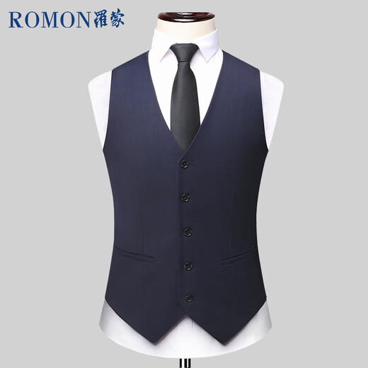 罗蒙（ROMON）西装马甲男士背心潮流正装商务休闲西服马夹男黑色2XL