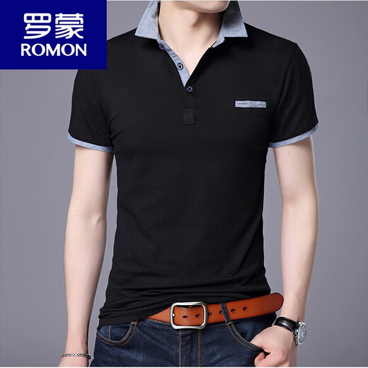 罗蒙（ROMON）加肥加大男t恤短袖纯棉宽松大码肥佬翻领薄款夏季polo.衫胖人大号 1506白色 M 适合100到125斤穿
