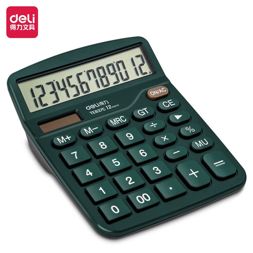 
Deli portable fashion calculator 12-digit large screen color desktop calculator Non-voice computer Student office business office supplies [classic fashion color matching] Green TE837C