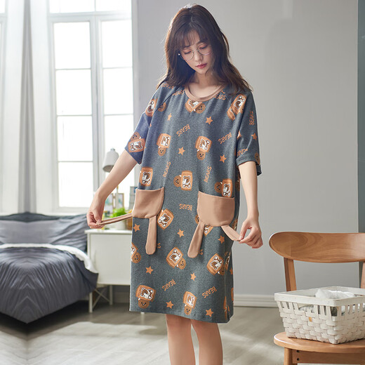 Songyan Pajamas Женская ночная рубашка Pure Cotton Summer Summer-Sighteed Pajamas Пара паджамского костюма Весна и осенняя домашняя одежда могут носить мужчины 12014 Парки два подхода (пожалуйста