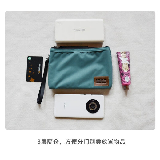 Fir mountain handbag men's small bag hand-held female storage bag with wrist strap mobile phone bag ultra-light versatile canvas multi-compartment light lotus color