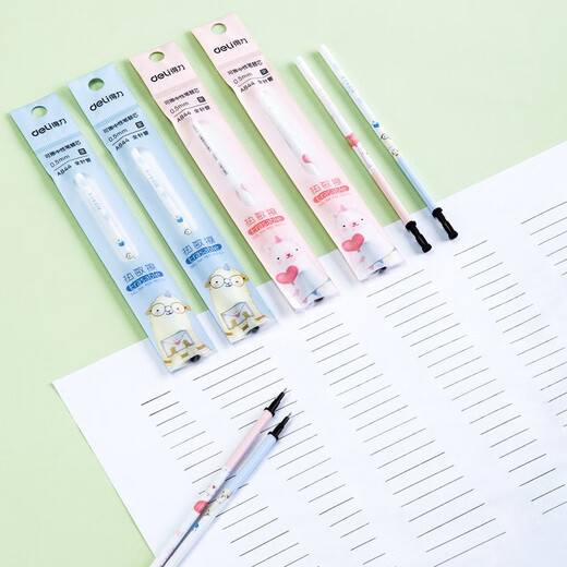 Deli Stationery 0.5mm Alpaca series Magic Heat Erasable Pen Replacement Core Student Full Syringe Neutral Pen Signature Pen Replacement Core Black 20 pieces/box A844