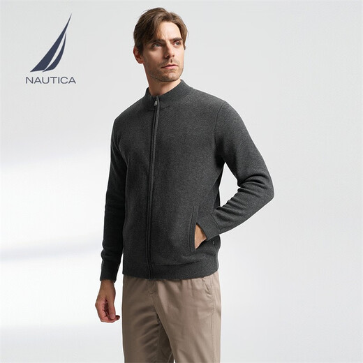 NAUTICA shopping mall same style men's spring and summer style wide cotton wool blended sweater cardigan for men SO3305 dark floral gray 0MR L