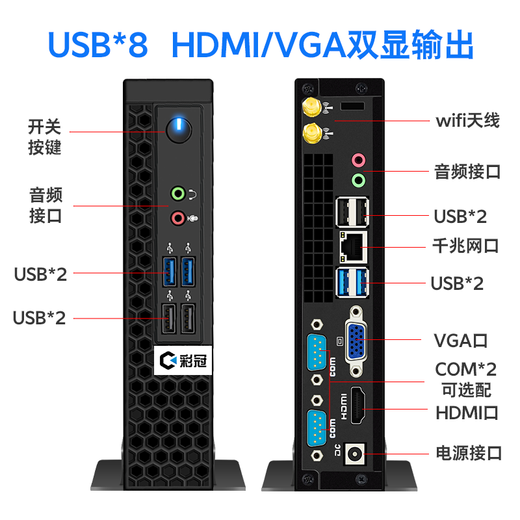 Caiguan 12th generation Core i5 mini computer host micro desktop miniPC online class high performance paperless office cloud terminal htpc package five i7-7820HQ/DR4 8G/128