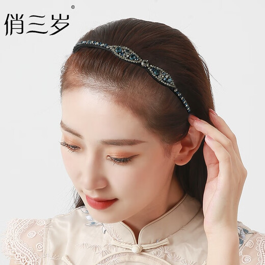 Pretty three-year-old hairband for women with teeth, non-slip headband, rhinestones, elegant pressed hair accessories, face wash headband, adult hairpin, champagne color