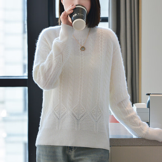 Mushi Cardigan Frauen halb Rollkragenpullover 100% reiner Wollpullover Frauen mit Dicke gestrickte Basishemd SS653M Blau Samtfarbe m