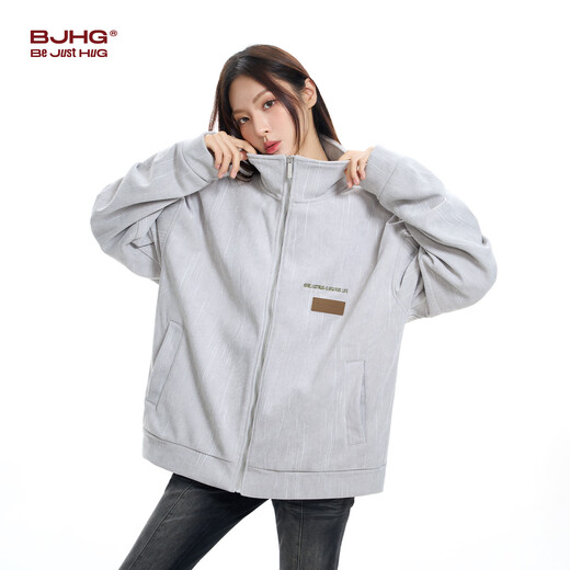 BJHG reckless new corduroy jacket men's autumn trendy American loose casual couple tops women's space black XL