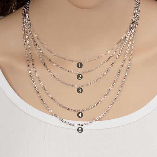 Jamie Pt950 platinum necklace for women, fashionable flash O-shaped chain, versatile platinum pendant, platinum necklace for women, clavicle chain, length 55cm, weight about 15.3-15.45g