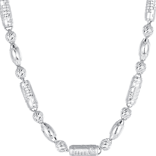 Miss JuJu pt950 platinum necklace men's platinum dragon column olive barrel bead chain bamboo round bead chain atmospheric thick chain weight 12.72g length 50cm thick about 2.8mm