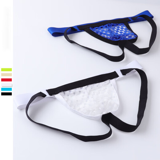 ROSELEX confidential delivery men's double-butt underwear sexy thong mesh hollow transparent gay underwear M red