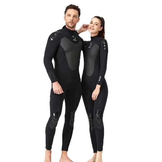 Tiannan Brothers (TNBROTHERS) 153mm one-piece wetsuit for men, warm swimsuit, women's long-sleeved cold-proof snorkeling wetsuit, surfing and sun protection 1 short style 1 point 5mm black gray back zipper XS