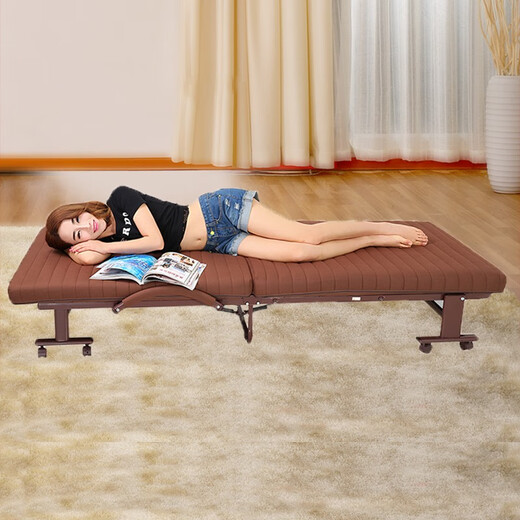 Oletteman Foldable Sheet Single Lunch Break Bed Simple Hospital Accompanying Hotel Accompanying Bed Portable Camp Bed Lunch Break Folding Bed Brown Width 65x Length 1.9m