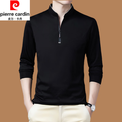 Pierre Cardin Spring and Automne T-shirt à manches longues à manches longues en coton pur pour la peau pure Coton à manches longues pour la peau longue