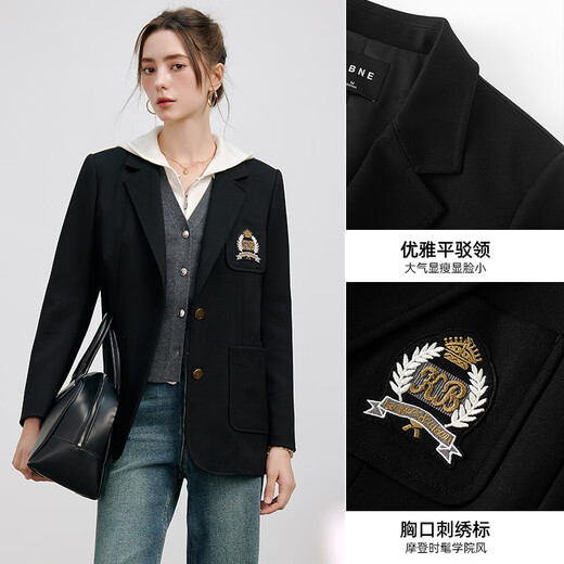 KBNE Black Casual Suit Jacket Feminine Suit 2025 New Workplace Commuting Formal Tops Spring and Autumn Women Black S