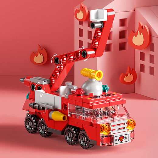 Shangyun building blocks assembled children's toys boys and girls small particle fire truck model birthday gift for boys aged 6-8-12