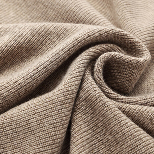 Comon Boca 2024 autumn and winter new solid color zipper wool cardigan jacket men's half turtleneck knitted top earth camel 2XL