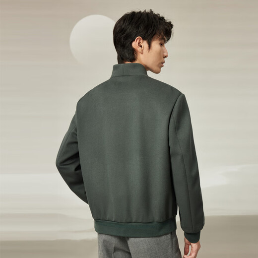 Jinba Herren -Kleidung [New Chinese Style] Promi gleicher Stil Herbst und Winter Neue chinesische Stil Kurzversion überlappte Wolljacke DDWR3299 Wald Dunkelgrün L.
