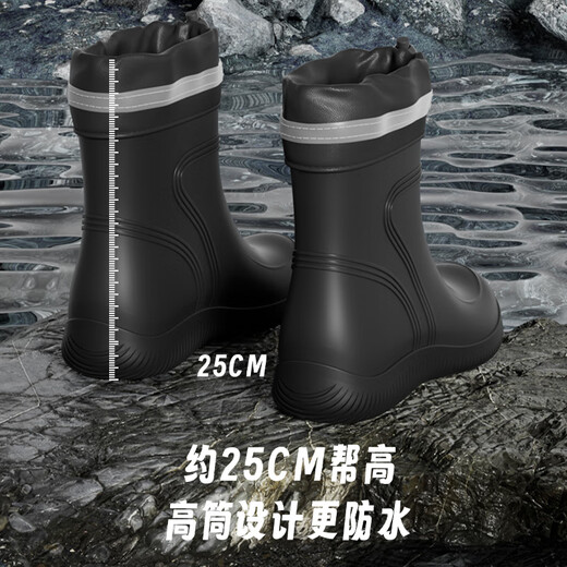 Botas de lluvia de mono de la boca grande botas de lluvia impermeables al aire libre para hombres zapatos de goma zapatos de agua resistentes al desgaste Estilo de atar 42 [Solo una talla más grande]