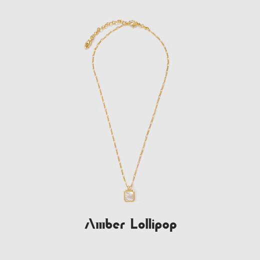 Amber Lollipop White Fritillaria Necklace Women's Niche Necklace Clavicle Chain Neck Ornament Anniversary Birthday Gift for Girlfriend and Wife White-Oil Frame