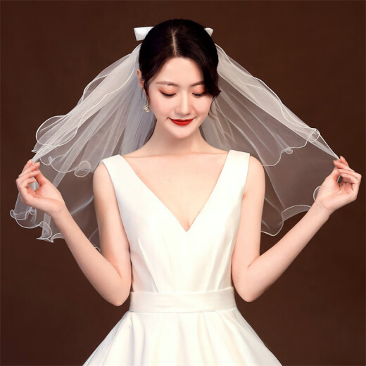 阿宝丽 小仙女新娘头纱求婚领证蝴蝶结婚庆盖头韩风网红发夹拍照仪式感