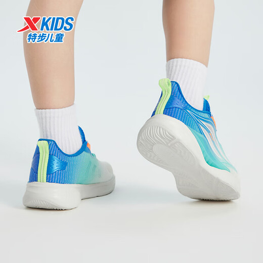 XTEP (XTEP) Children's Hydrogen Wind 5.0 Knob Breathable Lightweight Running Shoes Sail White/Prussian Blue 32 Sizes