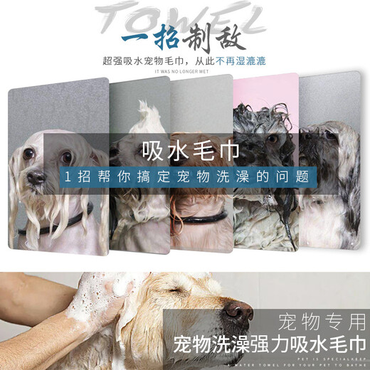 Ferret Fragrance Pet Water-Absorbent Deerskin Towel Dog Bath Quick-Drying Towel Large Teddy Pomeranian Golden Retriever Cat Thickened Bath Towel Light Green Bear Style