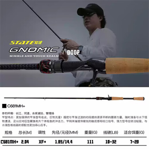 DOOPLUREDOOP灵感路亚竿轻鸿知境钟方斌路亚竿鳜鱼虫竿超快调黑坑鲈鱼软虫 2.04m TZ版 知境C681MH+枪柄独节