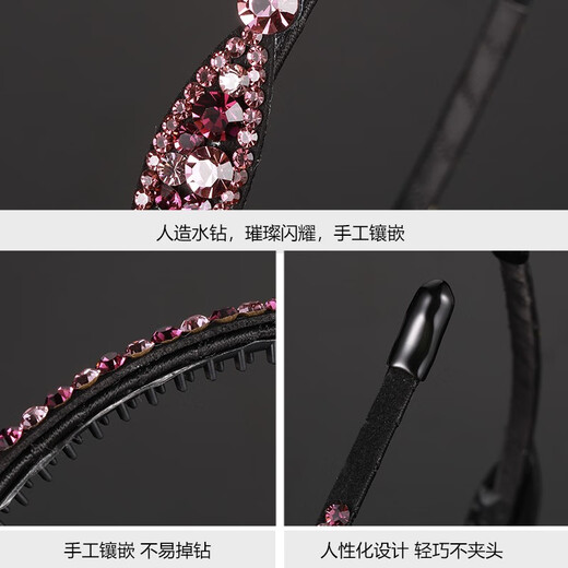Pretty three-year-old hairband for women with teeth, non-slip headband, rhinestones, elegant pressed hair accessories, face wash headband, adult hairpin, champagne color