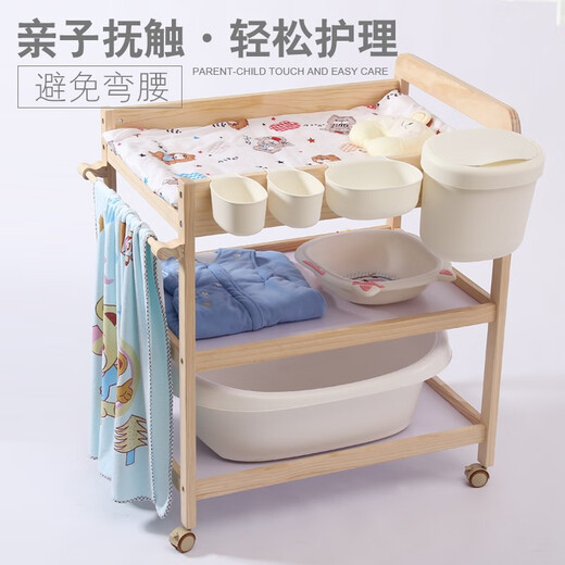 Table de pañales para bebés Doubami Table Touch Table Storage Baby BB Bed Mobile Mobile Madre Solid Wood Tope