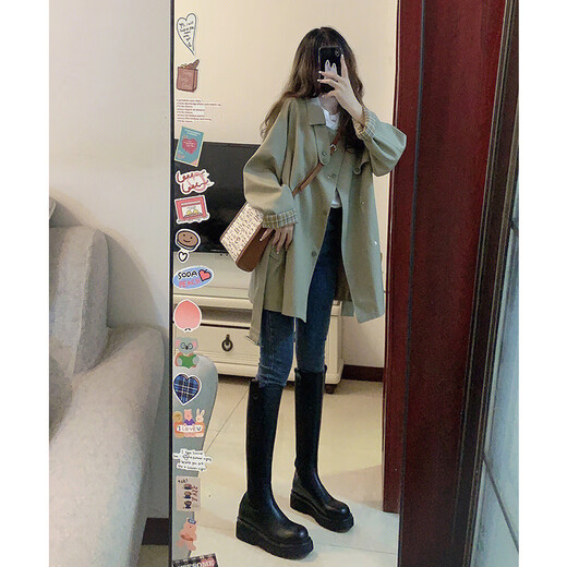妍莉芬（yanlifen）风衣外套女秋季2025年新款春秋韩版休闲洋气女士短外套上衣女装 卡其色短外套风衣1081 45/55kg/M
