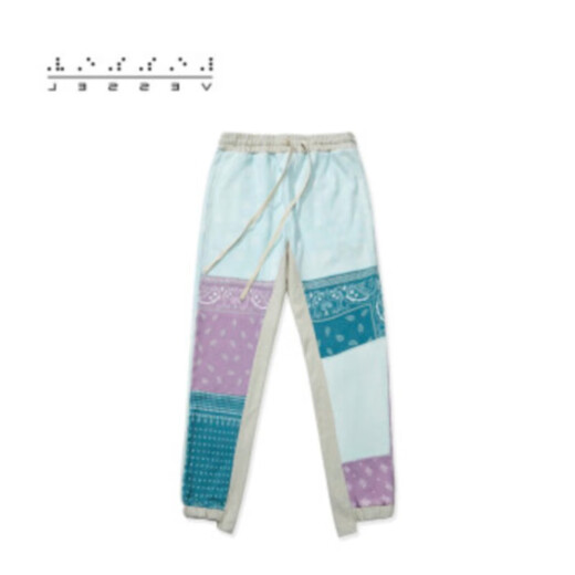 XVESSEL Waffle Plaid Trousers Destroy retro versatile trendy casual plaid trousers Spliced ​​cashew flower yellow Y21X723Y S