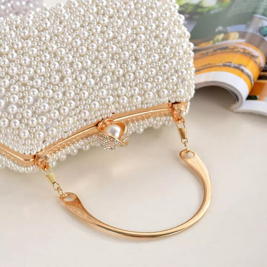 Cool Kangaroo KQ celebrity dinner small bag pearl clutch women's handbags with cheongsam banquet handbag evening dress handbag handbag beige