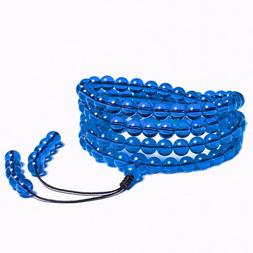 DENIOT natural Dominican water purified sky blue amber 108 Buddha beads bracelet 5A water purified high blue bracelet 6mm