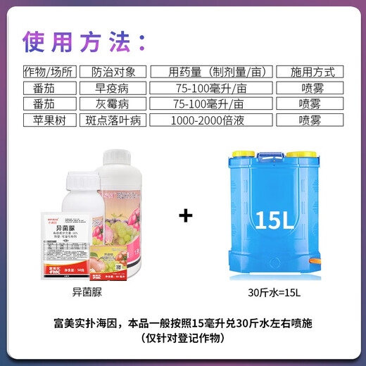 Fumei Shipu hyacinide iprodione tomato apple grape early blight spotted leaf disease gray mold fungicide pesticide 15ml