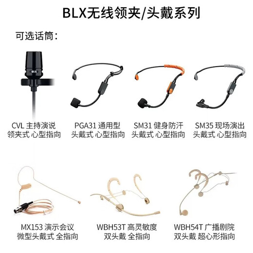 SHURE BLX188 wireless one-to-two lavalier microphone stage performance live broadcast conference speech school teaching chest microphone BLX188/WL93 (omnidirectional lavalier)
