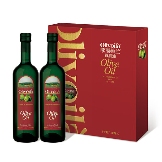 欧丽薇兰 Olivoila 食用油 橄榄油 压榨纯正橄榄油718ml*2  精选礼盒