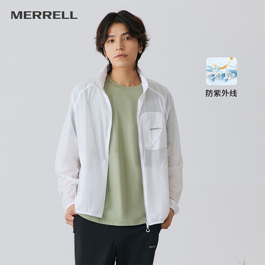 Merrell outdoor sun protection clothing UPF40+ men's breathable thin skin clothing summer fishing clothing skin clothing sun protection clothing for men white M