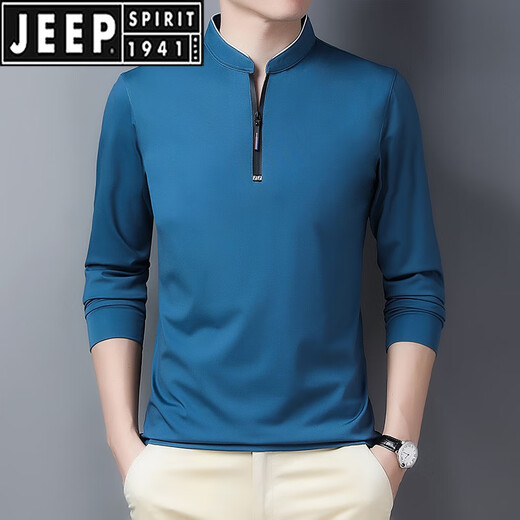 Jeep Spirit Spring и осенняя мужская футболка с длинным рукавом стенд воротника на молнии и осенняя базовая рубашка весна и осенняя ледяная футболка для мужчин осенней одежды Тренди 6623 Top Qing 170