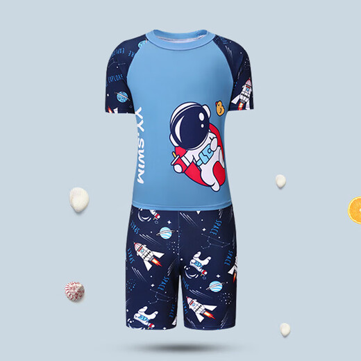 Youyou Kinder Badeanzug Jungen Badeanzug Split Swimming Trunks Jungen Schnelltrocknen heißer Spring Badeanzug Sechs-teiliges Set 32038 Blue L