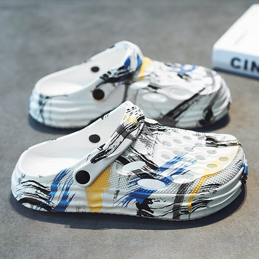 G.DUCKKIDS children's slippers 2024 new style shit-slim eva material for summer wear boys' hole shoes for mid-large children's beach shoes white 35