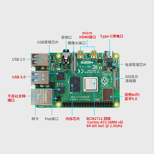YahBoom Raspberry Pi Raspberry Pi 4B 4th generation Linux computer AI development board python programming kit Pi5 classic basic package Pi 4B/8GB